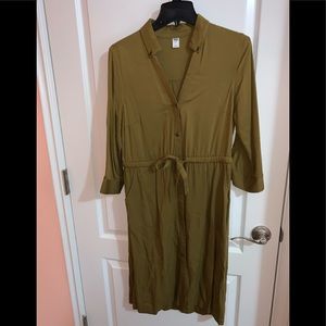 Olive green long cardigan dress